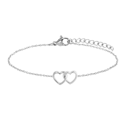 Armband – Zwei verbundene Herzen – Silber – 18,5 cm – Elegantes und zeitloses Geschenk 
