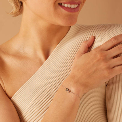 Armband – Zwei verbundene Herzen – Silber – 18,5 cm – Elegantes und zeitloses Geschenk 