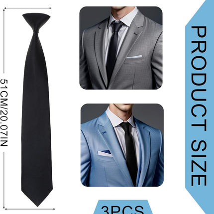 Stropdas - Clip On - Set Van 3 - Voorgeknoopt en Direct Draagbaar