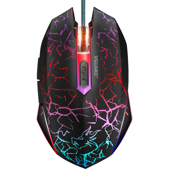 Wired USB Optical RGB Ergonomic Gaming Mouse for PC Computer Laptop 6 Programmable Buttons 4 Adjustable Sensitivity 7 Colors LED Backlight - Black1