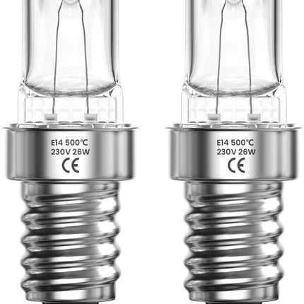 Ovenlamp E14 26W dimbaar 500°C warm wit 2700K – 2 stuks