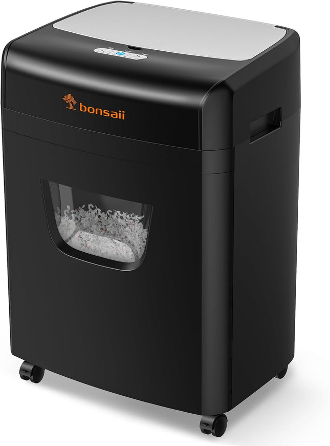 Bonsaii Aktenvernichter – Automatischer Einzug – 120 Blatt, P-4 Mikroschnitt, 23 l, leise (62 dB)