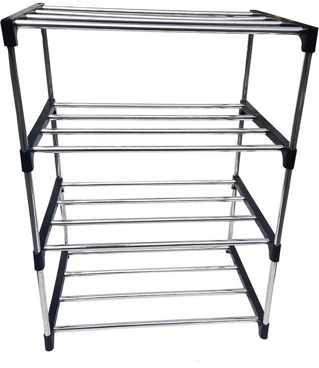 Schoenenrek 4-Laags Zwart/Zilver – Modulair - Gereedschapsvrij – 43cm – Stevig