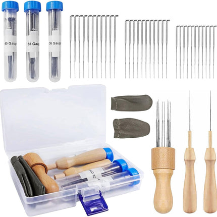 Naaldvilt Starterset met 36 Naalden en Houten Handgrepen - Ideaal voor DIY Projecten
