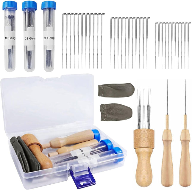 Naaldvilt Starterset met 36 Naalden en Houten Handgrepen - Ideaal voor DIY Projecten