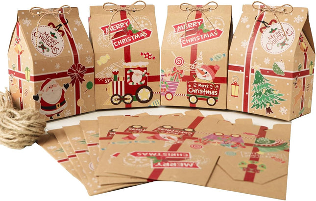 70x Kerstcadeaudoosjes – Kraftpapier - Inclusief Hennep Touwtjes – 7x5x10,5 cm – DIY Set