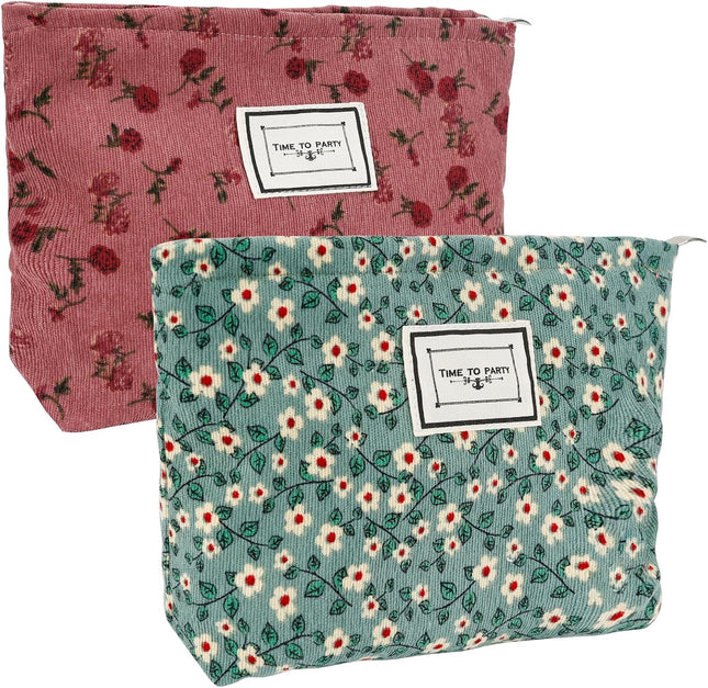 Make-uptas - 2 Stuks – Corduroy Ribfluweel - Compact, Luxe en Ruim