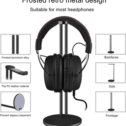 Hoofdtelefoonstandaard – Aluminium - Universeel – Stevige basis – Zwart