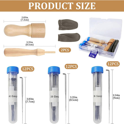 Naaldvilt Starterset met 36 Naalden en Houten Handgrepen - Ideaal voor DIY Projecten