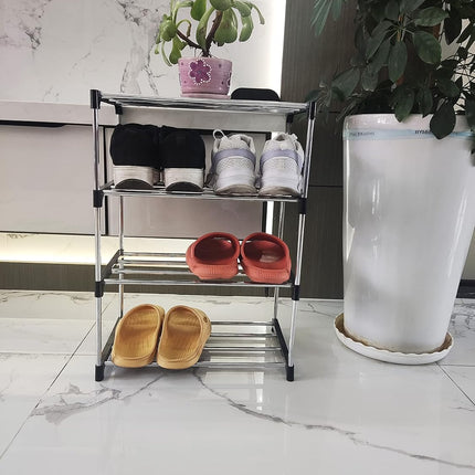 Schoenenrek 4-Laags Zwart/Zilver – Modulair - Gereedschapsvrij – 43cm – Stevig