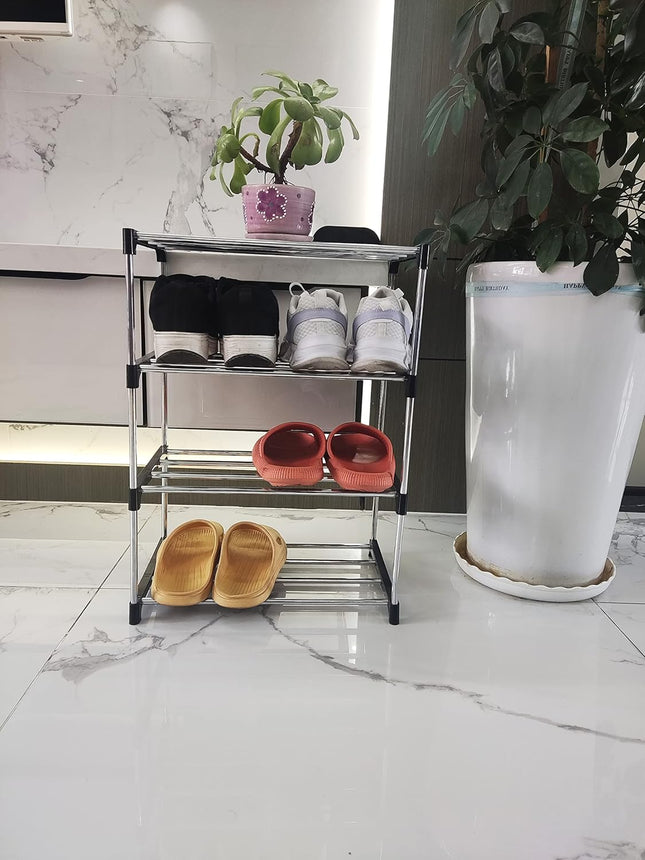 Schoenenrek 4-Laags Zwart/Zilver – Modulair - Gereedschapsvrij – 43cm – Stevig