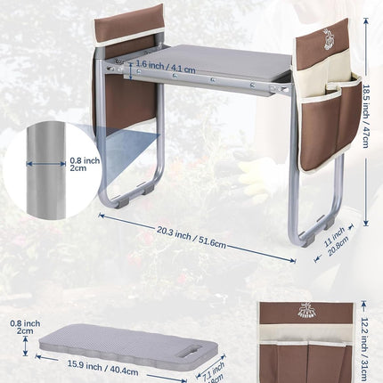 Opvouwbare Tuinkniebank Inclusief Kussen, Tassen en Handschoenen – 159 kg