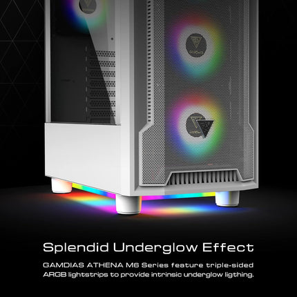 Gaming Case - ATHENA M6 LITE WH ATX  met 4x ARGB Fans – Wit