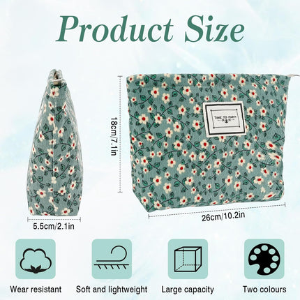 Make-uptas - 2 Stuks – Corduroy Ribfluweel - Compact, Luxe en Ruim