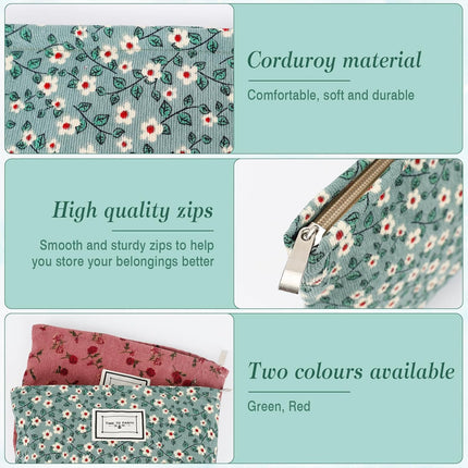 Make-uptas - 2 Stuks – Corduroy Ribfluweel - Compact, Luxe en Ruim