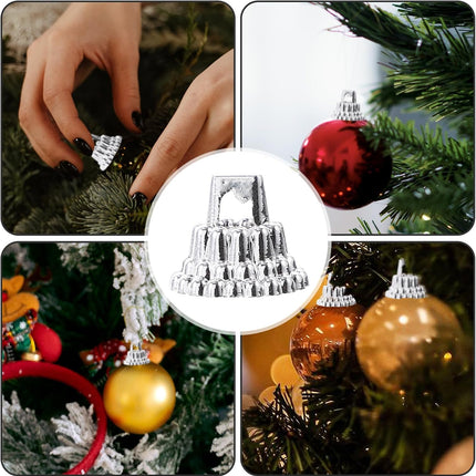 200x Kerstbal Covers – Ø1,2 cm – Hangers met Veer- Zilver