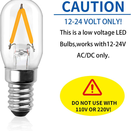 Koelkastlampen Set - E14 LED lamp 12–24V koud wit 6000K - 2W T22 buis – 2 stuks