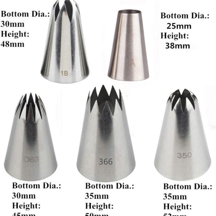 Cake Decorating Kit – 5-delige RVS Spuitmondjes Set voor Gebak en Taart