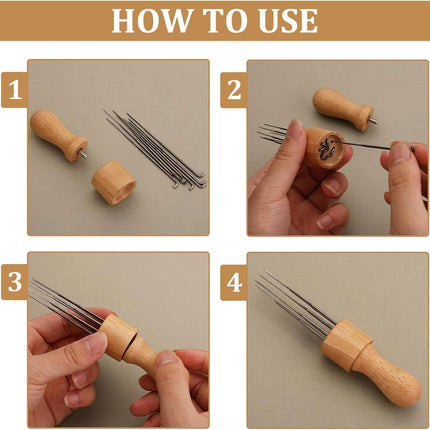 Naaldvilt Starterset met 36 Naalden en Houten Handgrepen - Ideaal voor DIY Projecten