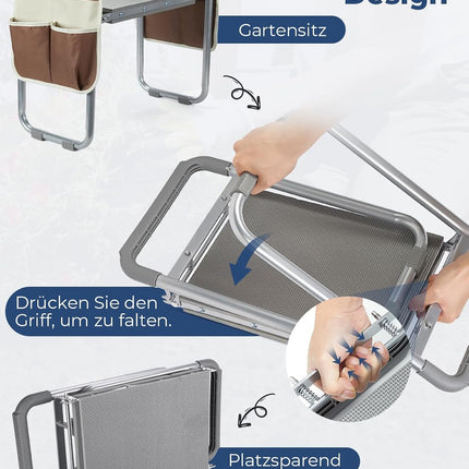 Opvouwbare Tuinkniebank Inclusief Kussen, Tassen en Handschoenen – 159 kg