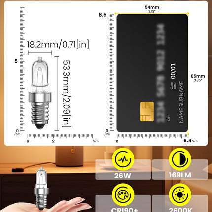 Ovenlamp E14 26W dimbaar 500°C warm wit 2700K – 2 stuks