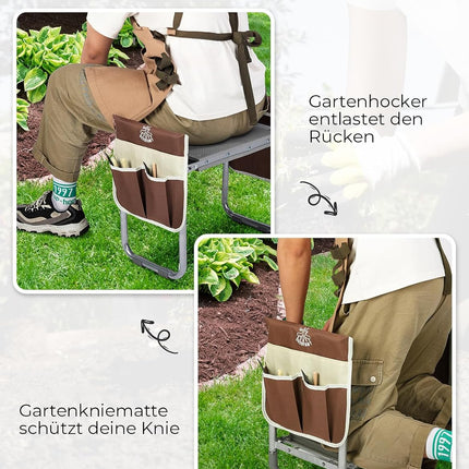 Opvouwbare Tuinkniebank Inclusief Kussen, Tassen en Handschoenen – 159 kg