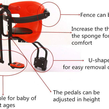 Kinderfietsstoeltje Voorzijde – 30kg Draagkracht met Pedaal