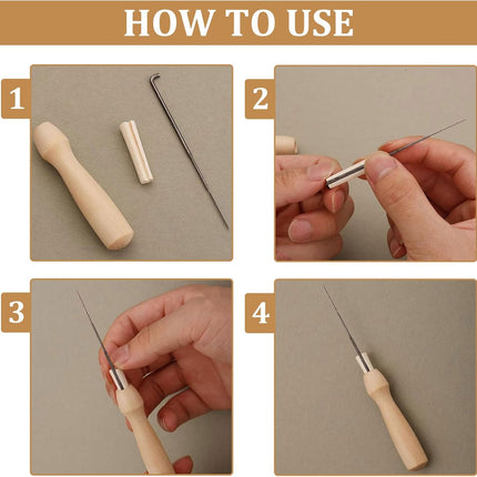 Naaldvilt Starterset met 36 Naalden en Houten Handgrepen - Ideaal voor DIY Projecten