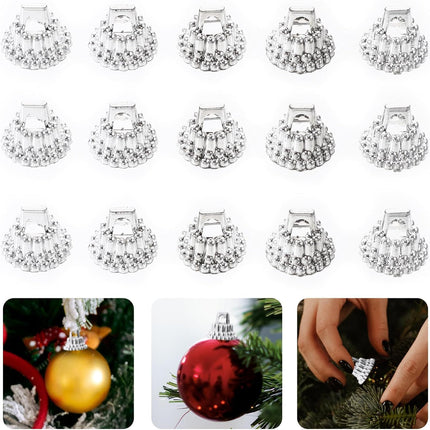 200x Kerstbal Covers – Ø1,2 cm – Hangers met Veer- Zilver