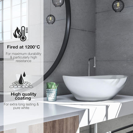 Ovale Opzetwastafel Badkamer Wit Keramiek | Zonder Kraangat