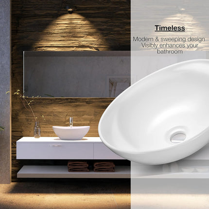 Ovale Opzetwastafel Badkamer Wit Keramiek | Zonder Kraangat