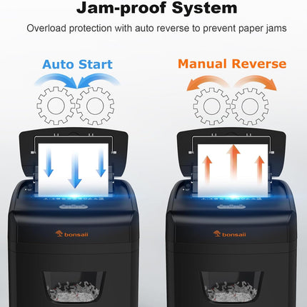 Bonsaii Papierversnipperaar - Autofeed - 120 vellen, P-4 microcut, 23L, stil 62 dB