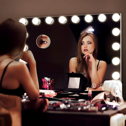 Hollywood Spiegel 80x60 cm met Bluetooth, 18 LED’s en 3 lichtkleuren