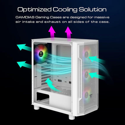 Gaming Case - ATHENA M6 LITE WH ATX  met 4x ARGB Fans – Wit