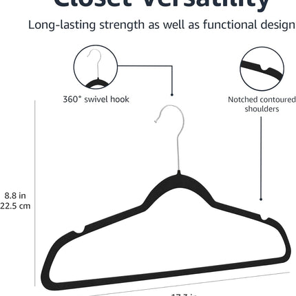 Kledinghangers - 50 stuks - Fluweel Zwart - Antislip en ruimtebesparend design