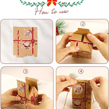 70x Kerstcadeaudoosjes – Kraftpapier - Inclusief Hennep Touwtjes – 7x5x10,5 cm – DIY Set