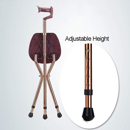 Opvouwbare Zitstok – Verstelbare Wandelstok met Zitje - Lichtgewicht en Sterk tot 200 kg