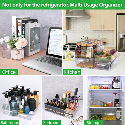 Set van 6 Transparante Koelkast Organizers – Stapelbare Opbergdozen met Deksel en Handvat | BPA-vrij