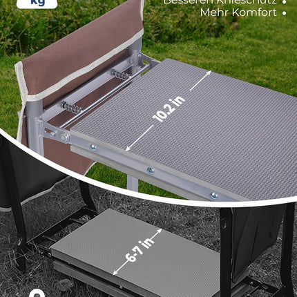 Opvouwbare Tuinkniebank Inclusief Kussen, Tassen en Handschoenen – 159 kg