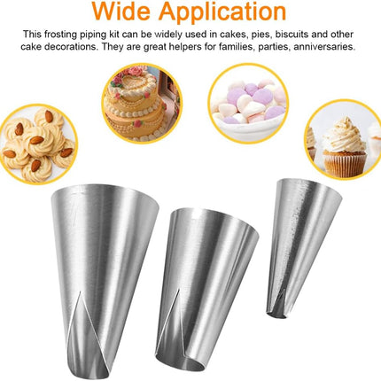 Set van 3 RVS Spuitmondjes V-Vorm (S/M/L) voor Taart en Cupcake Decoratie