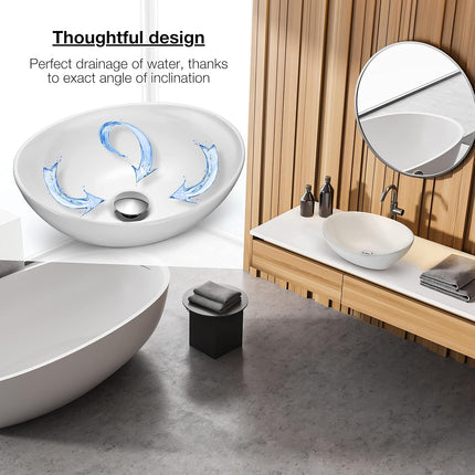 Ovale Opzetwastafel Badkamer Wit Keramiek | Zonder Kraangat