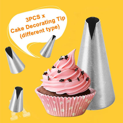 Set van 3 RVS Spuitmondjes V-Vorm (S/M/L) voor Taart en Cupcake Decoratie