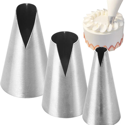 Set van 3 RVS Spuitmondjes V-Vorm (S/M/L) voor Taart en Cupcake Decoratie