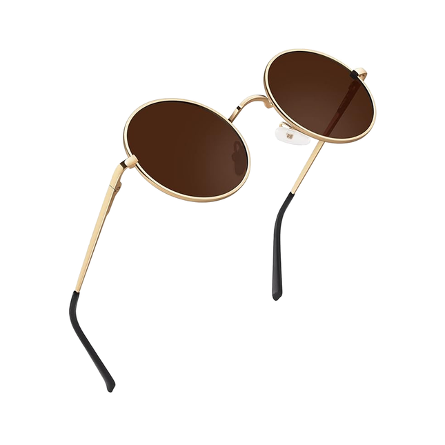Retro-Sonnenbrille – Mann und Frau – Lennon rund, polarisiertes Metall – UV400-Schutz