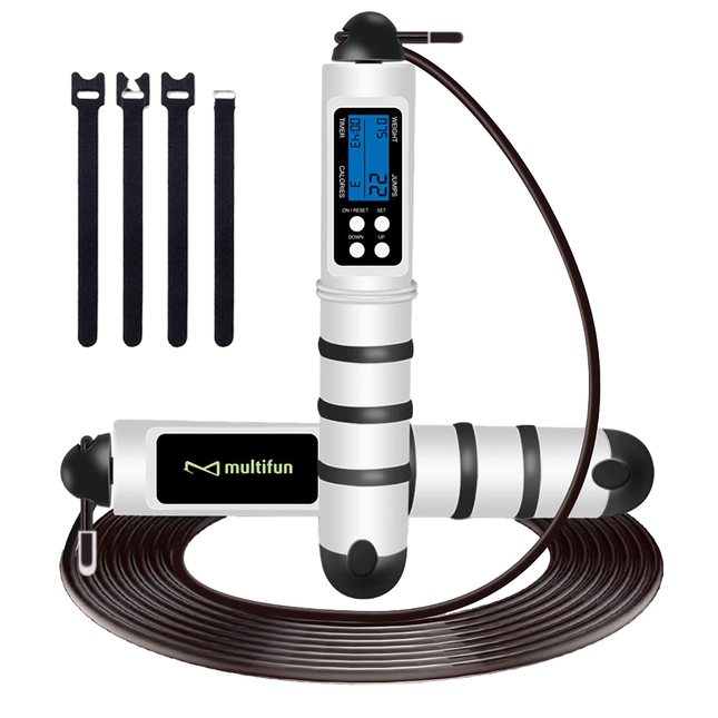 Skipping Rope - Speed ​​Skipping Rope with Digital Counter - Digital Skipping Rope with ABS Grip and No Foam Rubber - Counter Track Jumps, Calories and Time, Free Adjustable and Fast Ball Bearings - Fitness Workouts Fat Burning