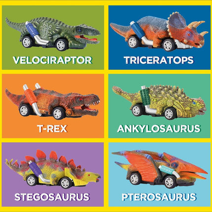 Jurassic Dino Racers - Dinosaur Toy Car Set Boys - Set of 6