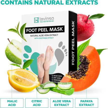 2 Pairs of Foot Masks - Exfoliating Foot Mask for Dry, Cracked Feet - Professional Foot Mask - Removes Dead Skin and Calluses - Smoothes Your Feet - Natural Treatment Exfoliating Foot Mask - Restores Rough Heels