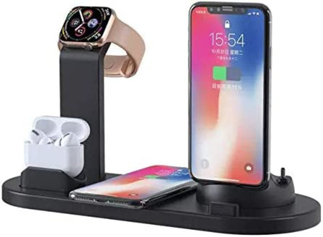 Multifunctional Charging Stand, 3-in-1 Rotatable Charging Station for iPhone/Micro USB Phone/Type-C Phone, QI Certified Wireless Charger for QI Compatible Phone, iWatch/AirPods Charger