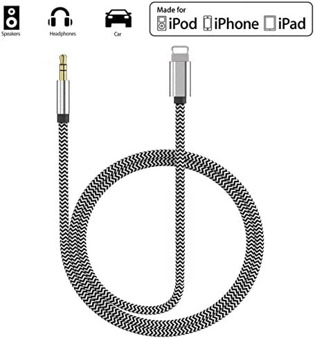 4 Stück neue Version] Aux-Kabel für iPhone, Adapter auf 3,5 mm Aux-Kabel, Auto-AUX-Audiokabel, kompatibel mit iPhone 7/8/X/XS/11/12 für Auto/Heim-Stereoanlage/Kopfhörer/Lautsprecher. Unterstützt alle iOS-Systeme 