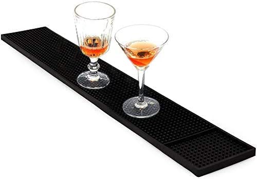 Bar Mat - PVC Bar Mat Mat, Glass Dish Dish Mat, for Gastro Cocktail, Dish Rack, Black 60 * 8cm